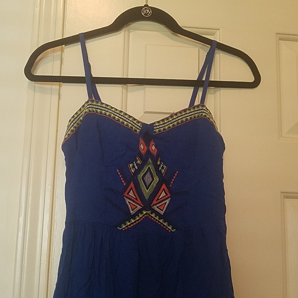 Blue maxi dress.